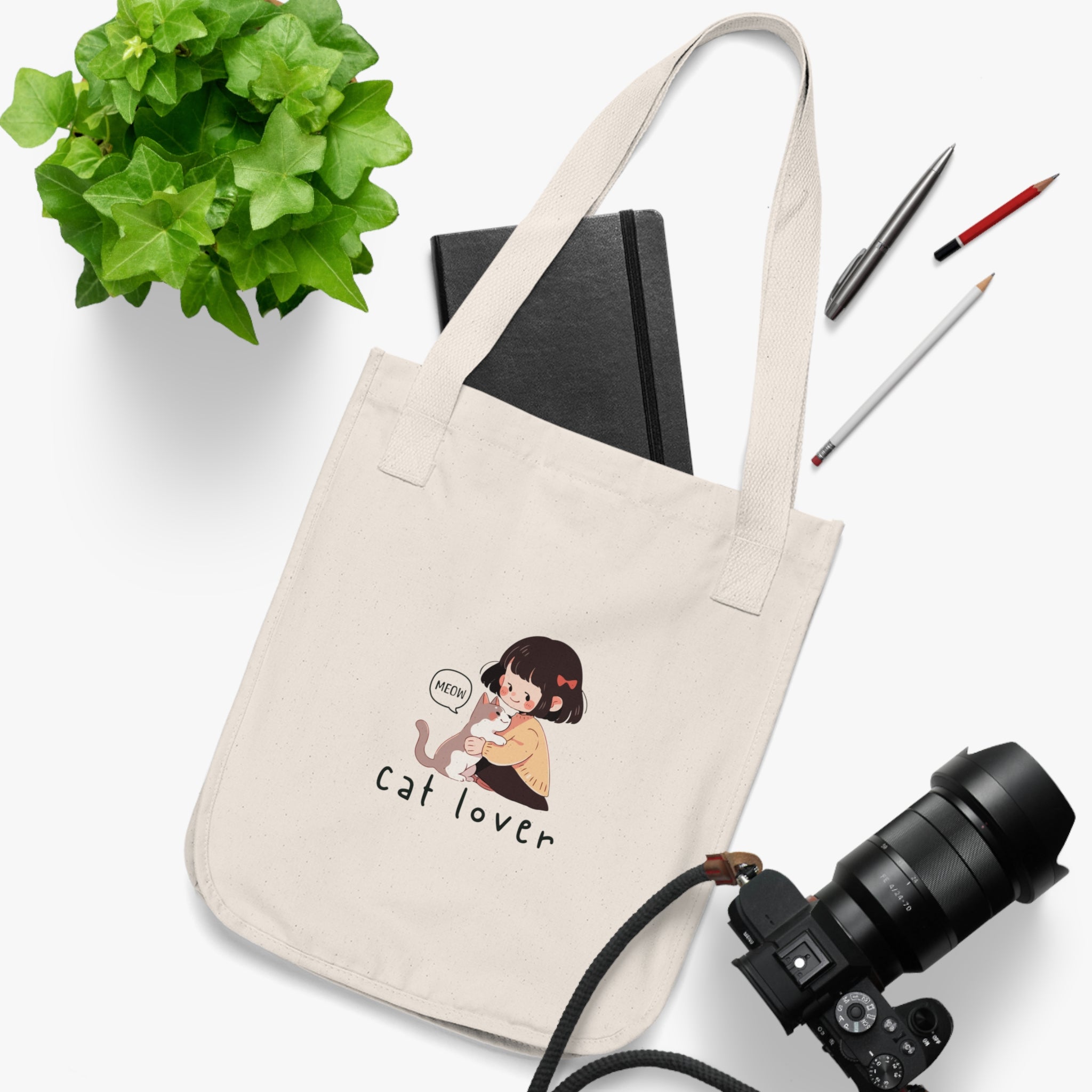 Organic Cat Lover Tote Bag