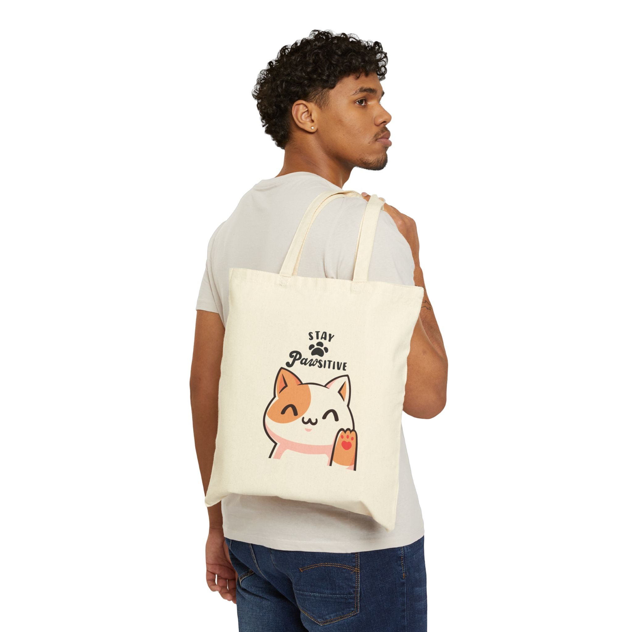 Stay Pawsitive Cat Eco-Friendly Tote Bag
