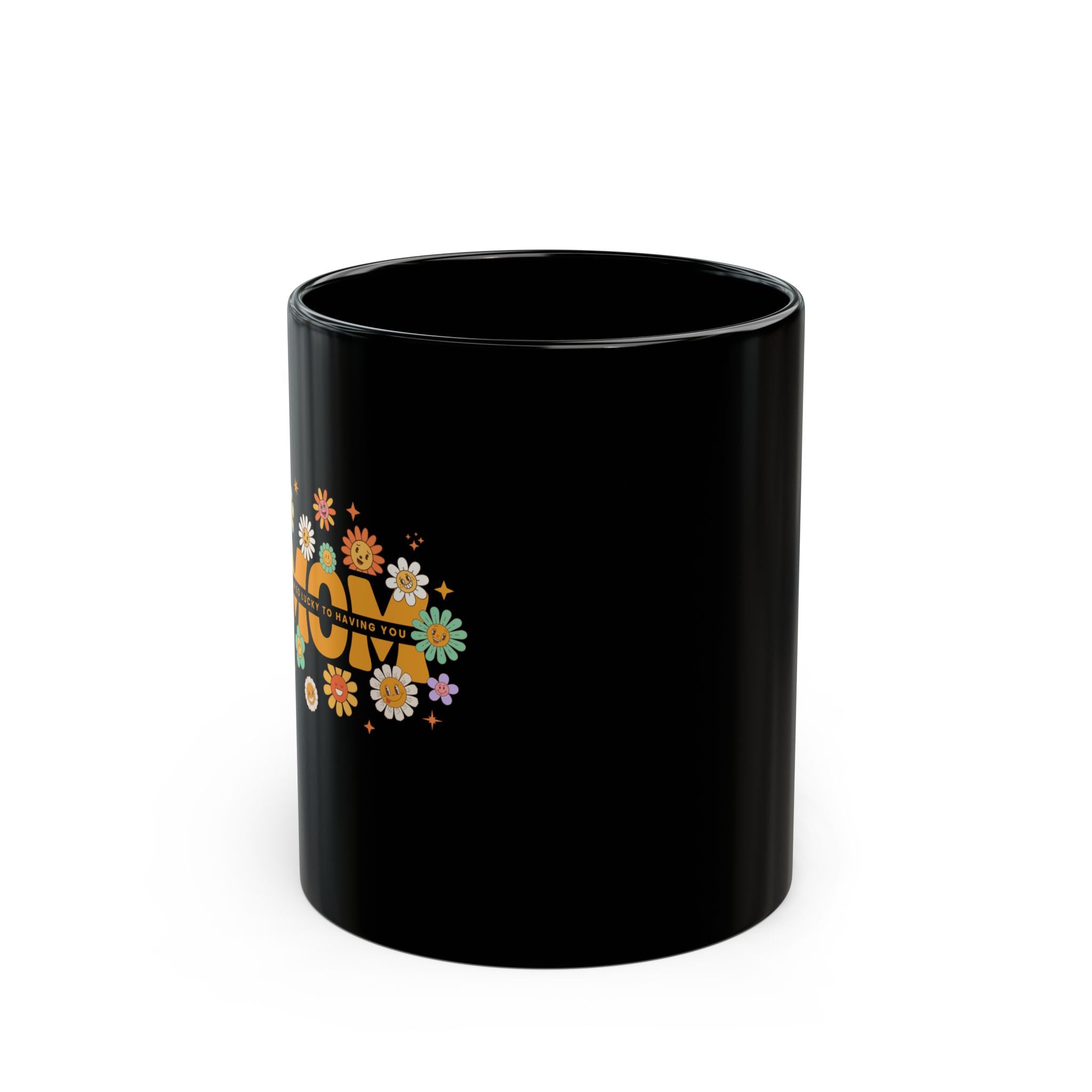 Retro Floral Black Mug