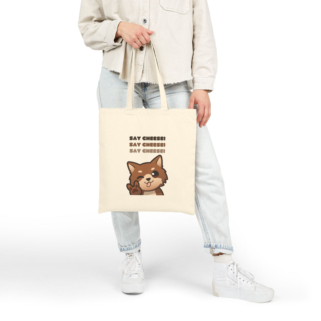 Cute Dog Say Cheese Cotton Tote Bag