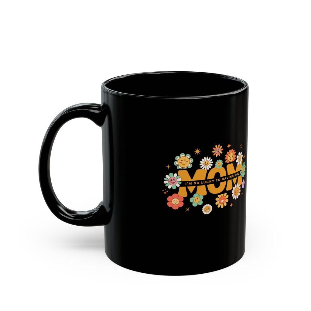 Retro Floral Black Mug