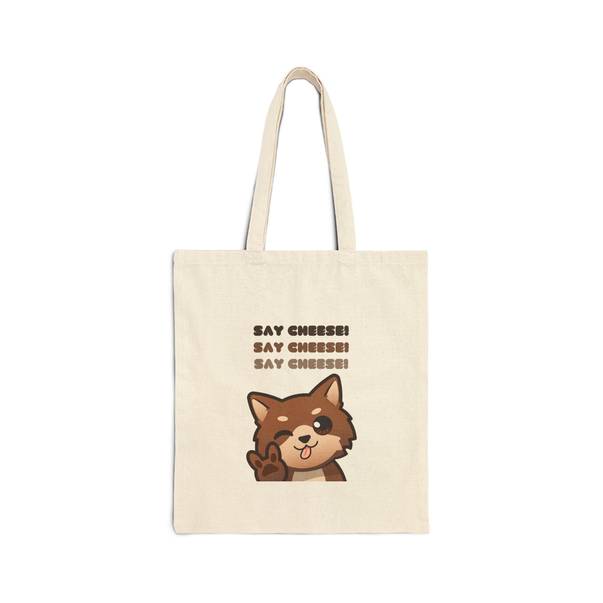 Cute Dog Say Cheese Cotton Tote Bag